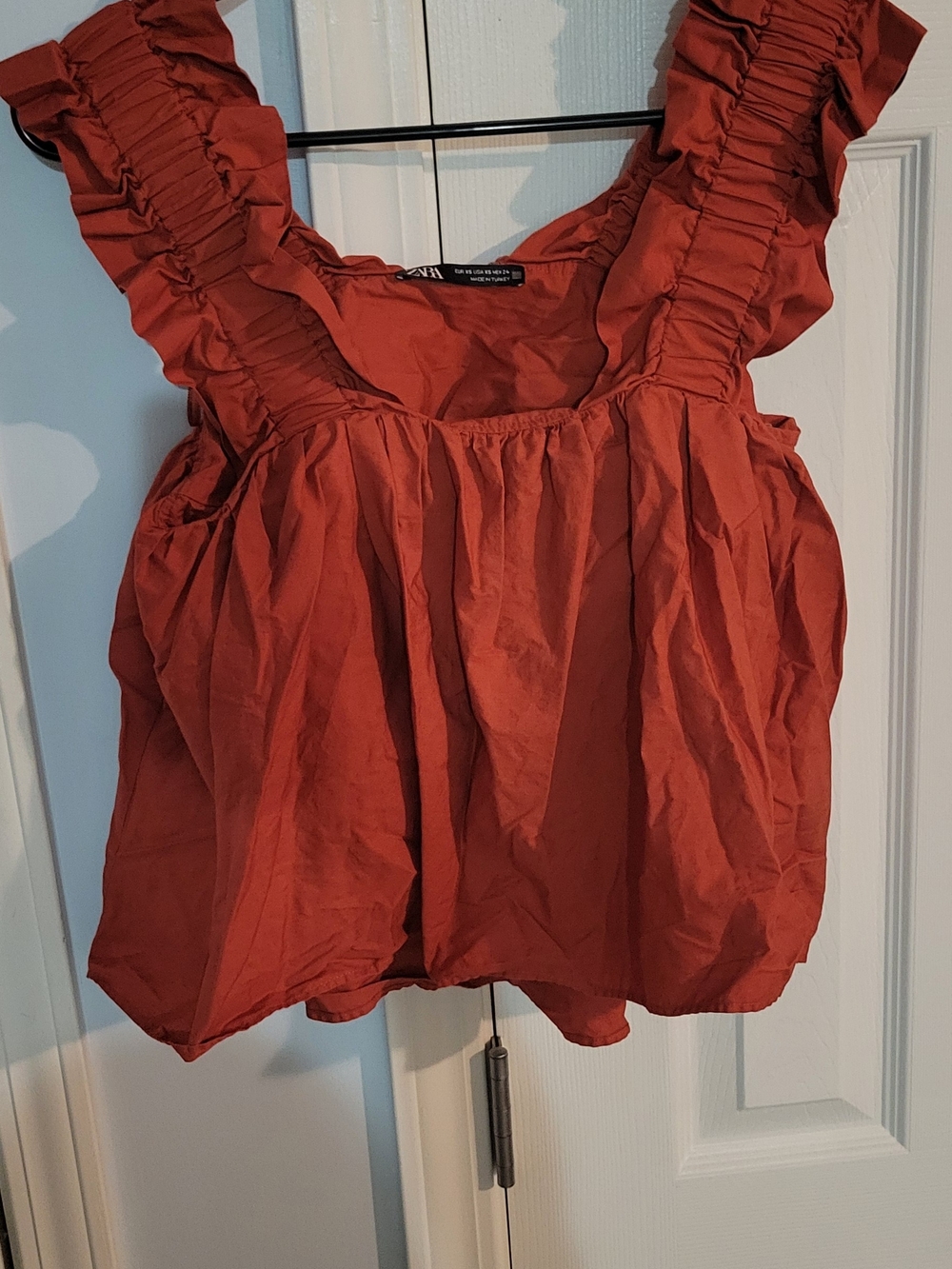 Zara Rust Ruffle Strap Tank Top - Picture 3 of 3